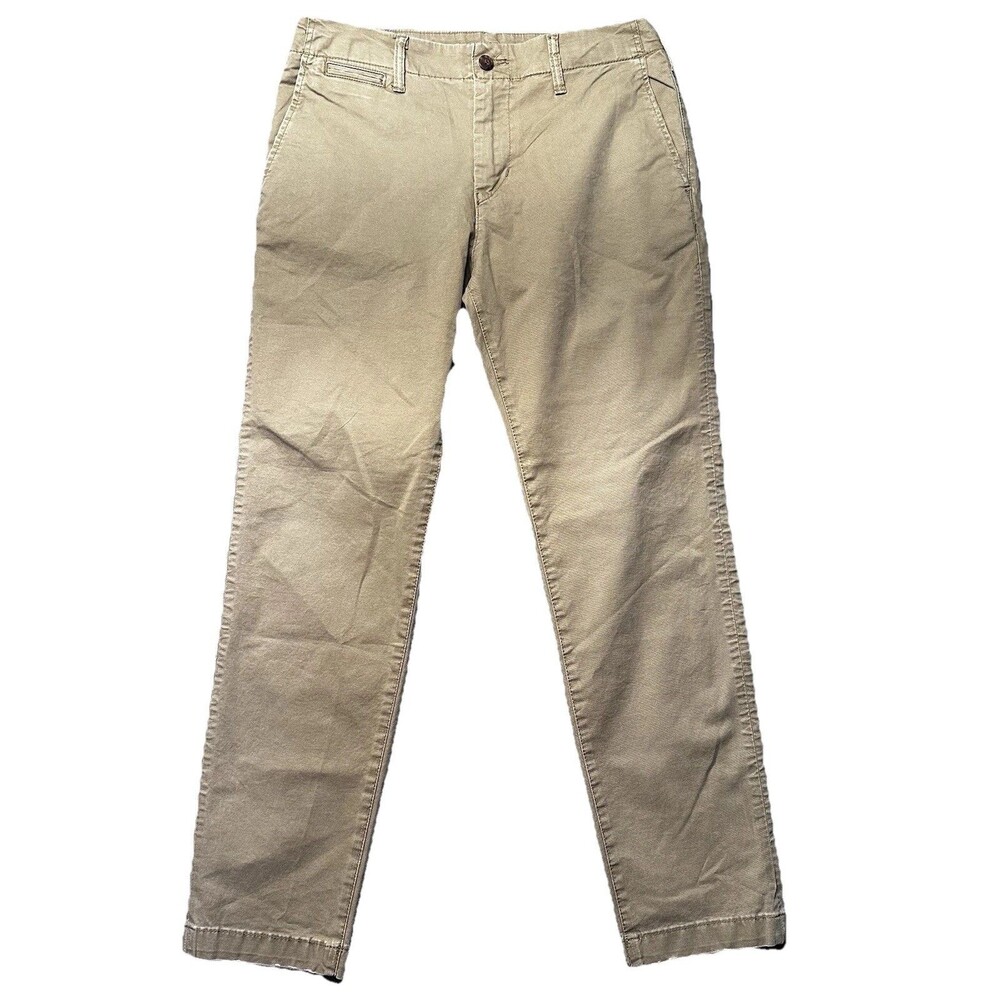 American Eagle Mens 30x32 Slim Straight Chino Pants Beige Flex Stretch EUC
